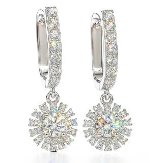 【BIOAM 佰歐安】0.5克拉扣式莫桑鑽耳環銀河花語銀鍍18K白金(女王節/過爐款/莫桑鑽耳環耳扣/不過敏)