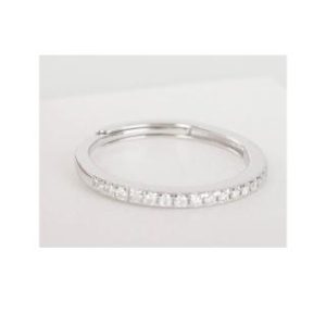 【BIOAM 佰歐安】微鑽貴人戒莫桑鑽純銀18K開口戒/排戒一入(女王節/過爐款/莫桑鑽戒指/不過敏)