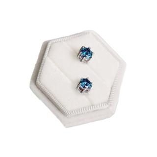 【BIOAM 佰歐安】一克拉六爪王冠純銀藍寶石莫桑鑽耳環一對入(女王節/過爐款/莫桑鑽耳環/八心八箭)