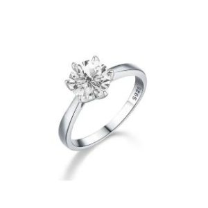 【BIOAM 佰歐安】1克拉莫桑鑽開口戒純銀6爪皇冠一入(女王節/過爐款/莫桑鑽戒指/不過敏)