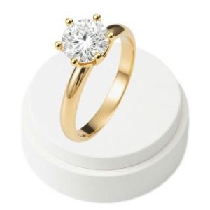 【BIOAM 佰歐安】1克拉莫桑鑽開口戒指純銀鍍黃金經典6爪皇冠一入(女王節/過爐款/莫桑鑽戒指/不過敏)