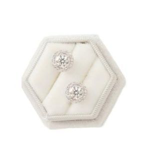 【BIOAM 佰歐安】一克拉莫桑鑽耳環滿鑽光環純銀鍍18K白金(女王節/過爐款/莫桑鑽耳環/不過敏)