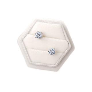 【BIOAM 佰歐安】0.5克拉莫桑鑽耳環六爪皇冠夢幻藍純銀鍍18K白金(女王節/過爐款/莫桑鑽耳環/不過敏)