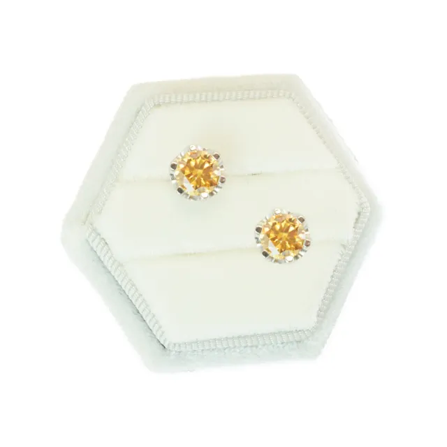 【BIOAM 佰歐安】一克拉香檳金莫桑鑽耳環六爪花冠純銀後鎖式系列(女王節/過爐款/莫桑鑽耳環/不過敏):圖片 2