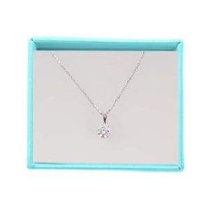 【BIOAM 佰歐安】一克拉莫桑鑽項鍊純銀V字六爪愛心皇冠(女王節/過爐款/莫桑鑽項鍊/不過敏)