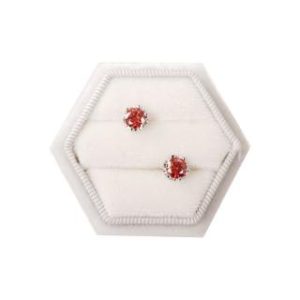 【BIOAM 佰歐安】0.5克拉紅寶石莫桑鑽耳環六爪花冠純銀後鎖式(女王節/過爐款/莫桑鑽耳環/不過敏)