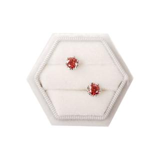 【BIOAM 佰歐安】0.5克拉紅寶石莫桑鑽耳環六爪花冠純銀後鎖式(女王節/過爐款/莫桑鑽耳環/不過敏)