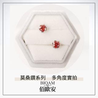 【BIOAM 佰歐安】0.5克拉紅寶石莫桑鑽耳環六爪花冠純銀後鎖式(女王節/過爐款/莫桑鑽耳環/不過敏):圖片 5