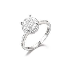 【BIOAM 佰歐安】1克拉莫桑鑽開口戒滿鑽光環純銀鍍18K白金(女王節/過爐款/不過敏)