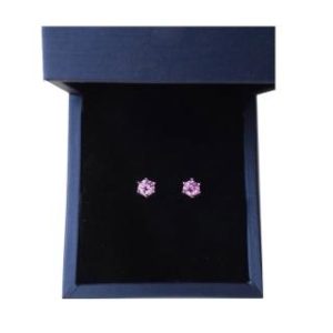 【BIOAM 佰歐安】0.5克拉莫桑鑽耳環六爪皇冠純銀鍍18K氣質粉紅(女王節/過爐款/莫桑鑽耳環/不過敏)