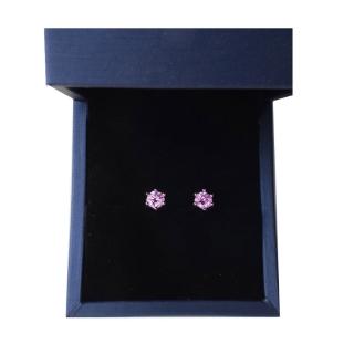 【BIOAM 佰歐安】0.5克拉莫桑鑽耳環六爪皇冠純銀鍍18K氣質粉紅(女王節/過爐款/莫桑鑽耳環/不過敏)