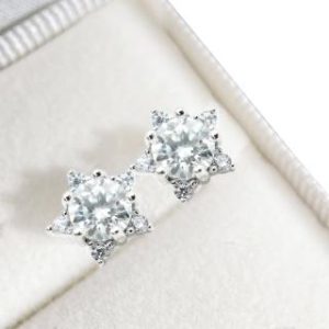 【BIOAM 佰歐安】0.5克拉莫桑鑽耳環璀璨星芒(女王節/過爐款/莫桑鑽耳環/不過敏)