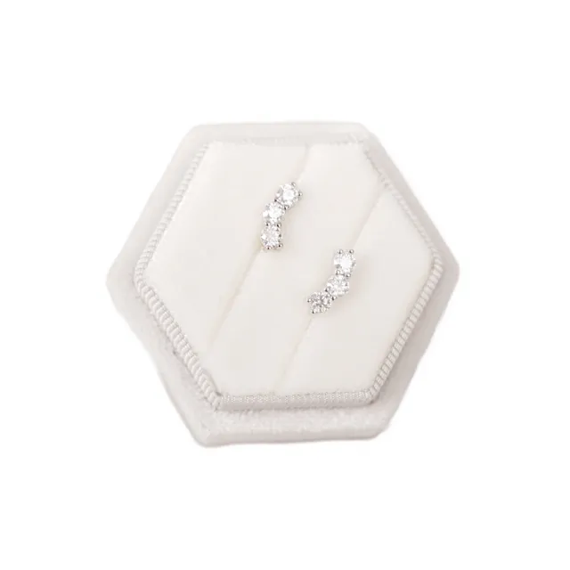 【BIOAM 佰歐安】60分莫桑鑽耳環閃耀三重奏純銀鍍18K(女王節/過爐款/莫桑鑽耳環/不過敏):圖片 2