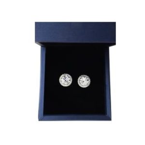 【BIOAM 佰歐安】一克拉莫桑鑽耳環滿鑽光環後鎖式純銀鍍18K白金(女王節/過爐款/莫桑鑽耳環/不過敏)