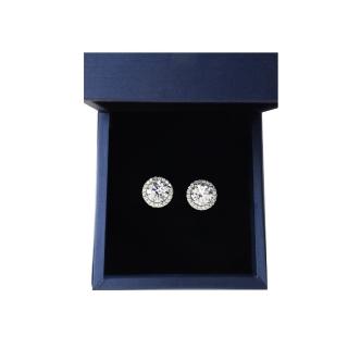 【BIOAM 佰歐安】一克拉莫桑鑽耳環滿鑽光環後鎖式純銀鍍18K白金(女王節/過爐款/莫桑鑽耳環/不過敏)