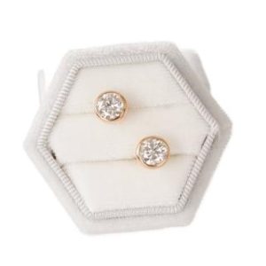 【BIOAM 佰歐安】一克拉莫桑鑽耳環香檳金大包鑲鑽純銀後鎖式(女王節/過爐款/睡覺免摘/莫桑鑽/不過敏)