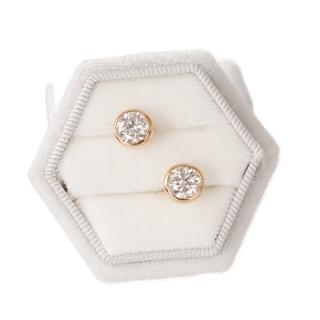 【BIOAM 佰歐安】一克拉莫桑鑽耳環香檳金大包鑲鑽純銀後鎖式(女王節/過爐款/睡覺免摘/莫桑鑽/不過敏)