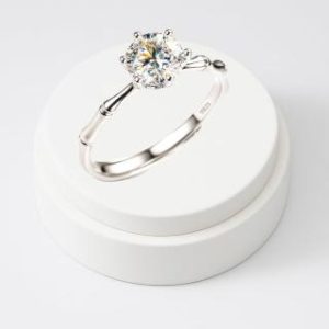 【BIOAM 佰歐安】1克拉莫桑鑽開口戒知竹常樂純銀18K白金一入(女王節/過爐款/莫桑鑽戒指/不過敏)