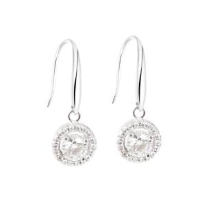 【BIOAM 佰歐安】0.5克拉莫桑鑽耳環搖曳星環純銀鍍18K白金(女王節/過爐款/莫桑鑽耳環/不過敏)