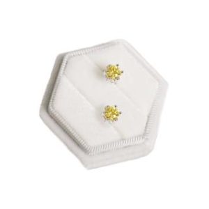 【BIOAM 佰歐安】0.5克拉莫桑鑽耳環金黃鑽六爪皇冠純銀鍍18K(女王節/過爐款/莫桑鑽耳環/不過敏)