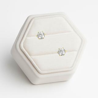 【BIOAM 佰歐安】0.5克拉莫桑鑽耳環六爪皇冠純銀鍍18K黃金(女王節/過爐款/莫桑鑽耳環/不過敏)