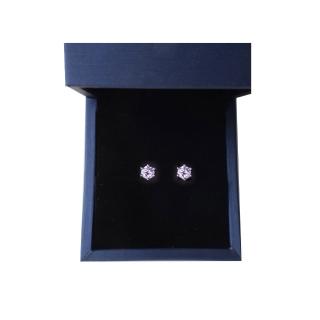 【BIOAM 佰歐安】0.5克拉莫桑鑽耳環六爪皇冠純銀鍍18K閃耀紫(女王節/過爐款/莫桑鑽耳環/不過敏)