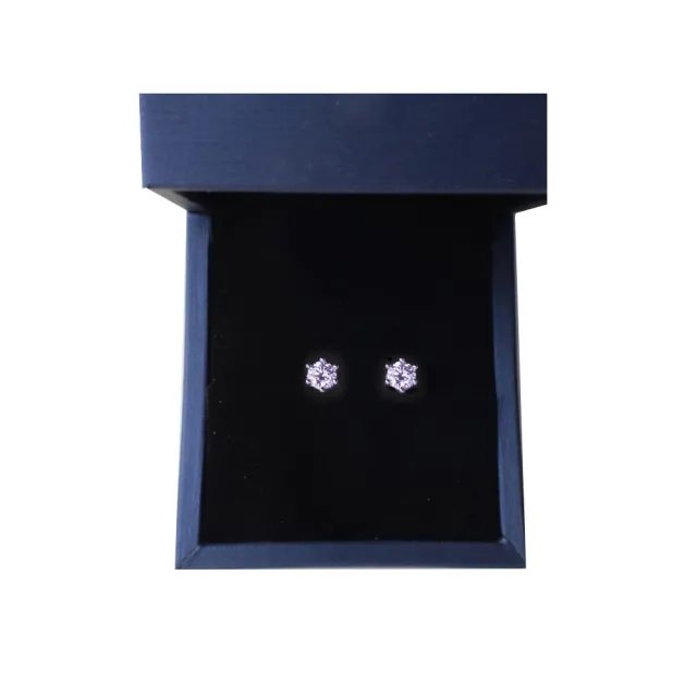 【BIOAM 佰歐安】0.5克拉莫桑鑽耳環六爪皇冠純銀鍍18K閃耀紫(女王節/過爐款/莫桑鑽耳環/不過敏):圖片 2