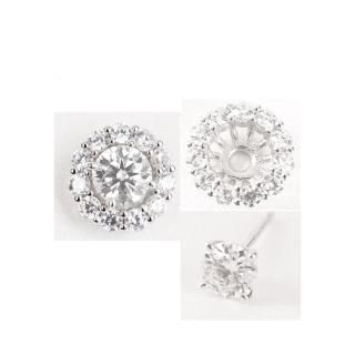 【BIOAM 佰歐安】0.5克拉莫桑鑽耳環可轉換式璀璨花鑽純銀鍍18K白金(女王節/過爐款/莫桑鑽耳環/不過敏)