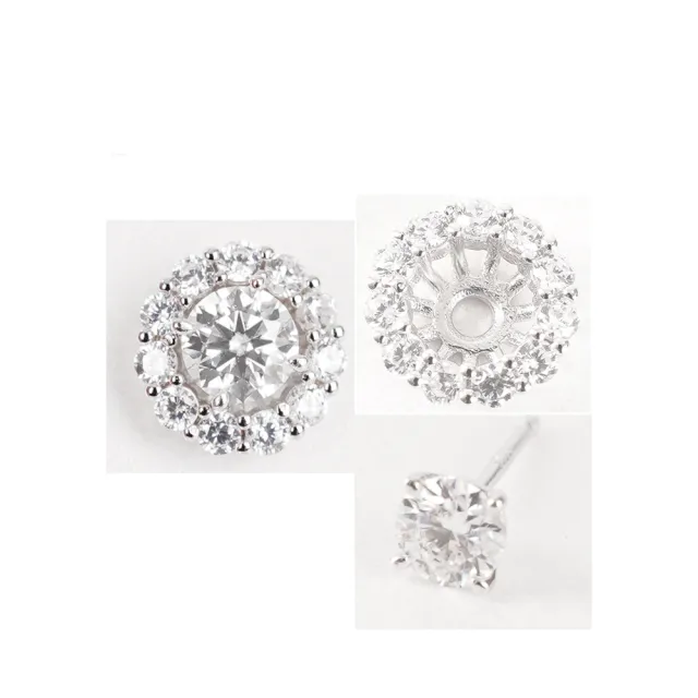 【BIOAM 佰歐安】0.5克拉莫桑鑽耳環可轉換式璀璨花鑽純銀鍍18K白金(女王節/過爐款/莫桑鑽耳環/不過敏):圖片 2