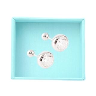 【BIOAM 佰歐安】0.5克拉莫桑鑽耳環包鑲鑽純銀鍍18K白金(女王節/過爐款/莫桑鑽耳環/不過敏)