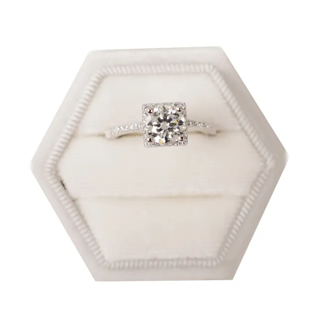 【BIOAM 佰歐安】一克拉璀璨美鑽活口戒純銀鍍18K白金(女王節/過爐款/莫桑鑽戒指/不過敏):圖片 2