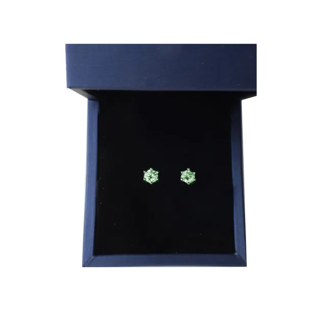 【BIOAM 佰歐安】0.5克拉莫桑鑽耳環六爪皇冠橄欖石純銀鍍18K一對入(女王節/過爐款/莫桑鑽耳環/不過敏):圖片 2