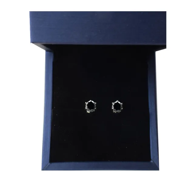 【BIOAM 佰歐安】0.5克拉莫桑鑽耳環六爪皇冠純銀鍍18K神秘黑(女王節/過爐款/莫桑鑽耳環/不過敏):圖片 2