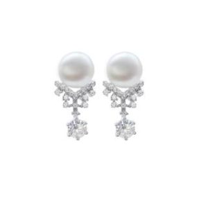 【BIOAM 佰歐安】60分湖泊流光珍珠莫桑鑽耳環(女王節/莫桑鑽耳環/珍珠耳環/不過敏)