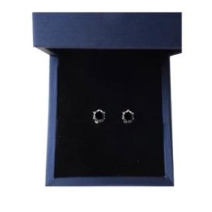 【BIOAM 佰歐安】0.5克拉莫桑鑽耳環六爪皇冠神秘黑純銀鍍18K(女王節/過爐款/莫桑鑽耳環/不過敏)