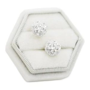 【BIOAM 佰歐安】一克拉滿鑽花冠莫桑鑽耳環純銀鍍18K白金(女王節/過爐款/莫桑鑽耳環/八心八箭)