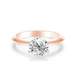 【BIOAM 佰歐安】0.5克拉莫桑鑽純銀6爪皇冠玫瑰金開口戒一入(好運節/過爐款/莫桑石耳環/八心八箭)