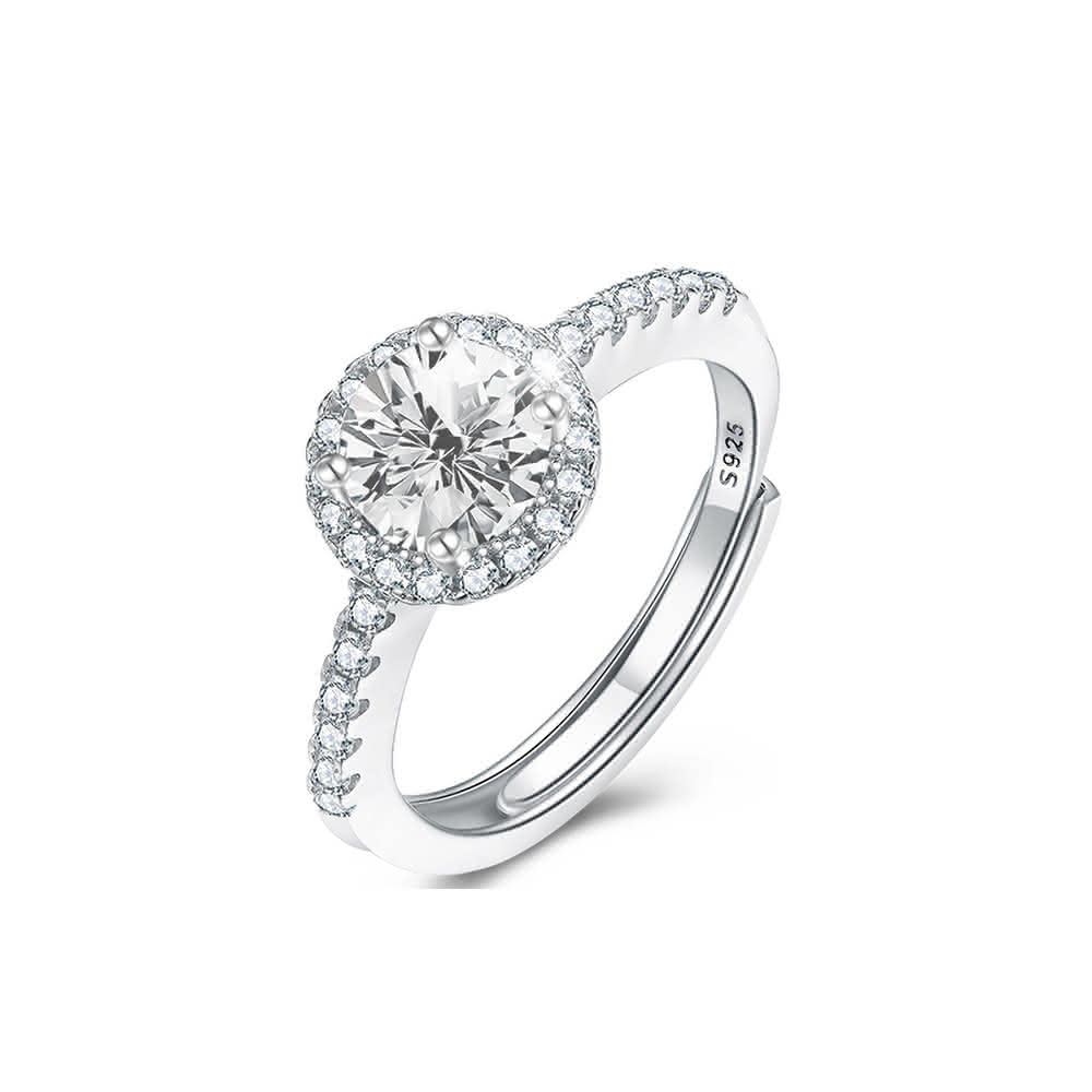 【BIOAM 佰歐安】0.5克拉圓滿美鑽莫桑鑽純銀18K開口戒一入(好運節/過爐款/莫桑石耳環/八心八箭)