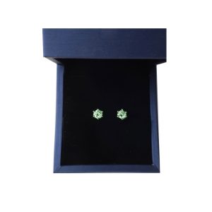 【BIOAM 佰歐安】0.5克拉六爪皇冠純銀鍍18K莫桑橄欖石鑽耳環(618年中慶/過爐款/莫桑鑽耳環/八心八箭)