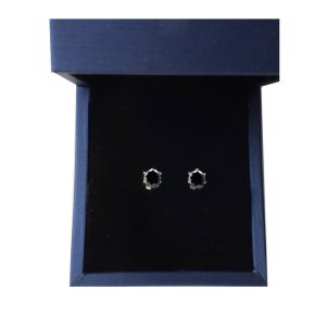 【BIOAM 佰歐安】0.5克拉六爪皇冠純銀鍍18K神秘黑莫桑鑽耳環(好運節/過爐款/莫桑石耳環/八心八箭)