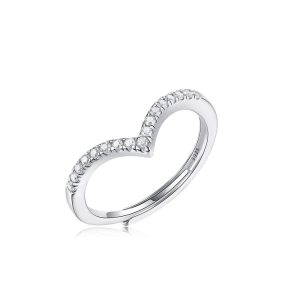 【BIOAM 佰歐安】微笑指尖莫桑鑽純銀18K鑽好運開口戒/排戒一入(好運節/過爐款/莫桑鑽戒指/八心八箭)