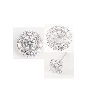 【BIOAM 佰歐安】0.5克拉可轉換式璀璨花鑽純銀莫桑鑽耳環(好運節/過爐款/龍年大運莫桑石耳環)