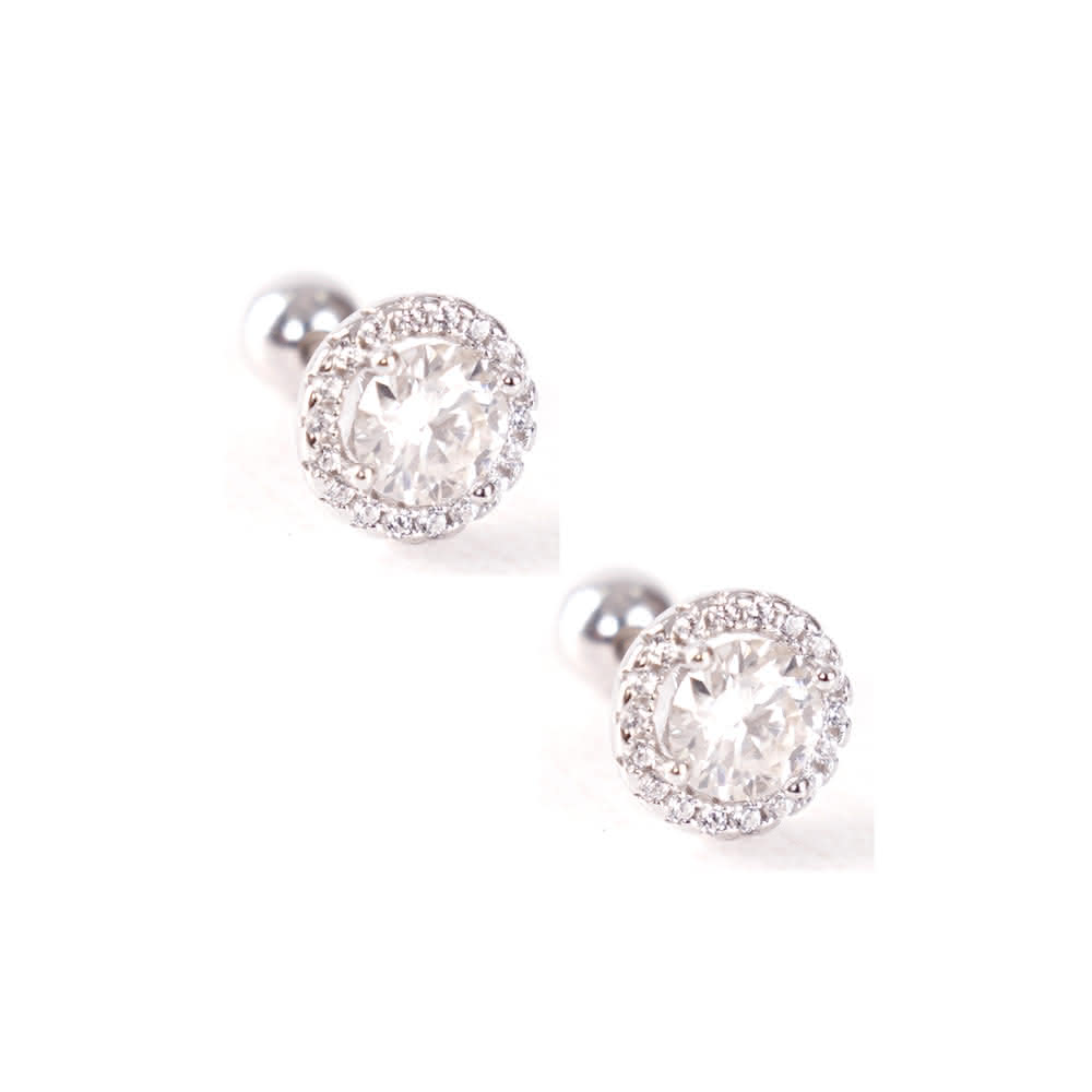 【BIOAM 佰歐安】0.5克拉滿鑽光環純銀後鎖式莫桑鑽耳環(好運節/過爐款/睡覺免摘莫桑石耳環/好運節)