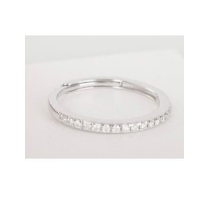 【BIOAM 佰歐安】微鑽貴人戒莫桑鑽純銀18K開口戒/排戒一入(好運節/過爐款/莫桑石戒指/八心八箭)