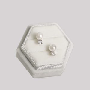 【BIOAM 佰歐安】20分王妃莫桑鑽淡水珍珠耳環(好運節/珍珠氣質美人/好運節)