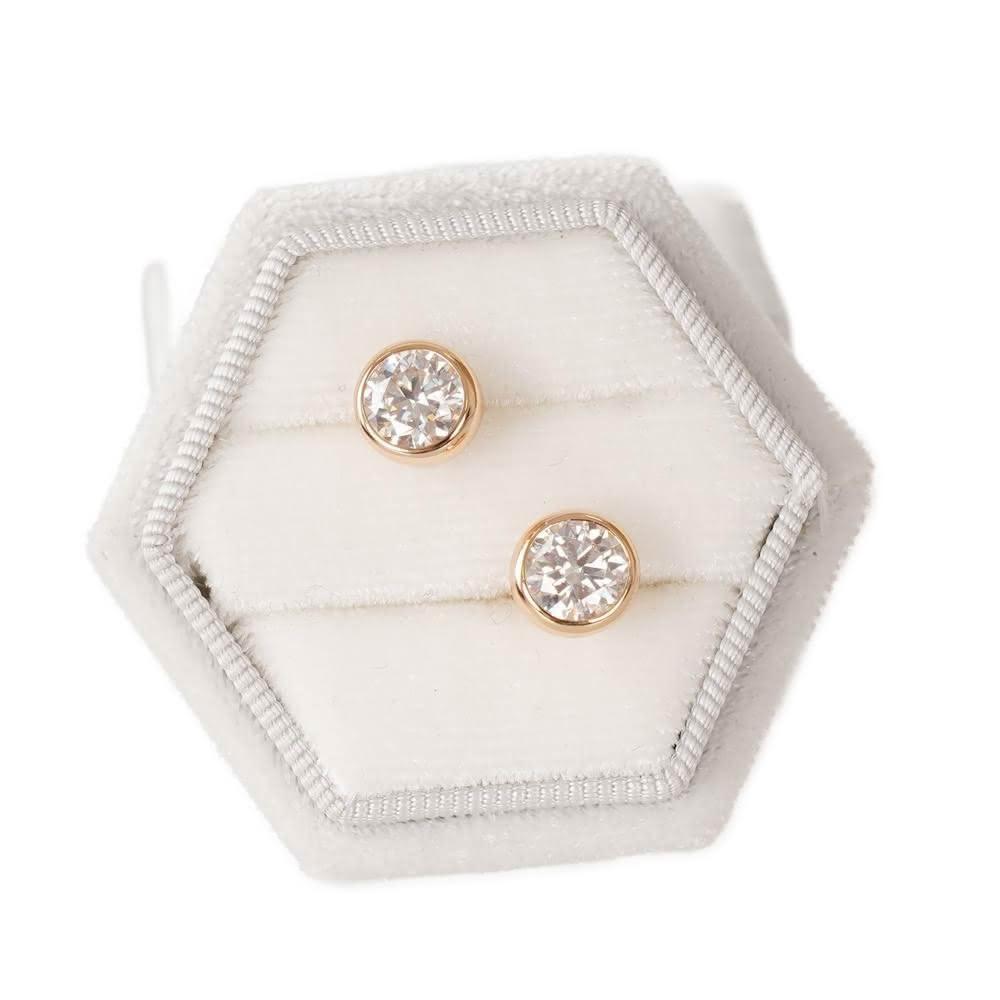 【BIOAM 佰歐安】一克拉香檳金大包鑲鑽純銀後鎖式莫桑鑽耳環(過爐款/睡覺免摘莫桑石耳環/八心八箭/好運節)