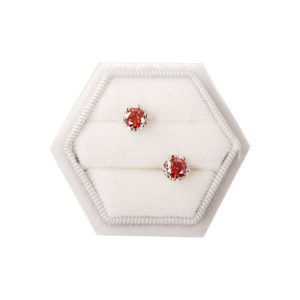 【BIOAM 佰歐安】0.5克拉紅寶石莫桑鑽六爪花冠純銀後鎖式耳環(好運節/過爐款/睡覺免摘莫桑石耳環/八心八箭)