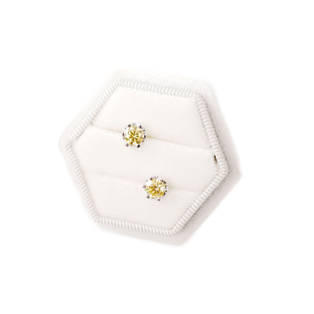 【BIOAM 佰歐安】0.5克拉金黃莫桑鑽六爪花冠純銀後鎖式耳環(好運節/過爐款/睡覺免摘莫桑石耳環/八心八箭)