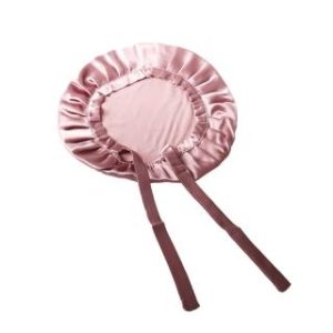 【BIOAM 佰歐安】天然蠶絲大尺寸舒眠護髮帽綁帶款粉紫金(蠶絲護髮帽/防靜電護髮睡眠/女王節)