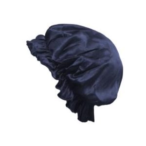【BIOAM 佰歐安】天然蠶絲大尺寸舒眠護髮帽深藍色(蠶絲護髮帽/防靜電護髮睡眠/女王節)